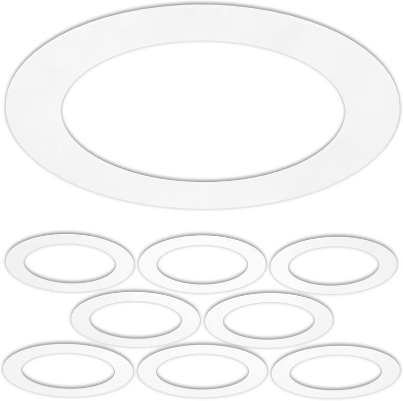 Lighting Labs 8 Pack Gloss White Goof Trim Ring for 8" Inch Recessed Can Lighting Down Light, Outer Diameter 8.6 Inches, Inner Diameter 6.2 Inches - Image 1